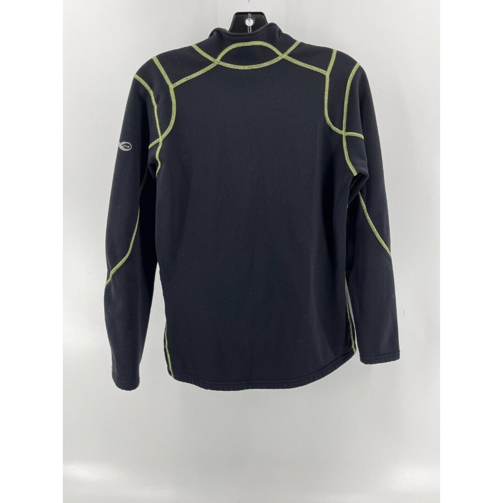REI Women's Black Neon Green Stitching 1/4 Zip Stretch Fleece Sweatshirt Size L - Picture 6 of 15